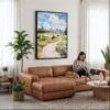 06 - Framed Jackson Hole watercolor Canvas Print - Woman Knitting on leather couch - Vertical.jpg