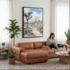 06 - Framed Joshua Tree National Park Canvas Print - Woman Knitting on leather couch - Vertical.jpg