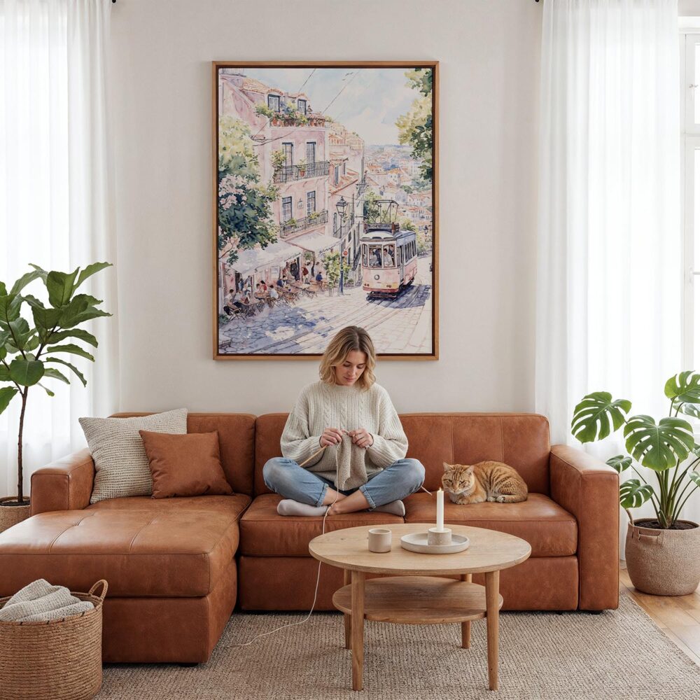 06 - Framed Lisbon 1 - Watercolor Canvas Print - Woman Knitting - Vertical.jpg 06 - Framed Lisbon 1 - Watercolor Canvas Print - Woman Knitting - Vertical.jpg