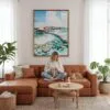 06 - Framed Maldives Watercolor Canvas Print - Woman Knitting - Vertical.jpg