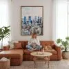06 - Framed Montreal Skyline Watercolor Canvas Print - Woman Knitting - Vertical.jpg