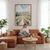 06 - Framed Napa Valley Vineyard Watercolor Canvas Print - Woman Knitting - Vertical.jpg