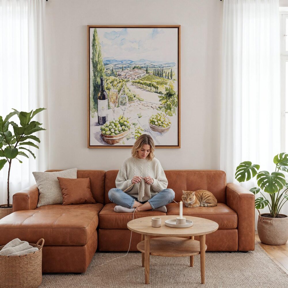 06 - Framed Napa Valley Watercolor Canvas Print - Woman Knitting - Vertical.jpg 06 - Framed Napa Valley Watercolor Canvas Print - Woman Knitting - Vertical.jpg