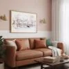 06 - Framed New York Central Park in Winter Watercolor - Horizontal Art Print hanging in Boho Living Room.jpg