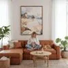 06 - Framed Oregon Coast Watercolor Canvas Print - Woman Knitting - Vertical.jpg