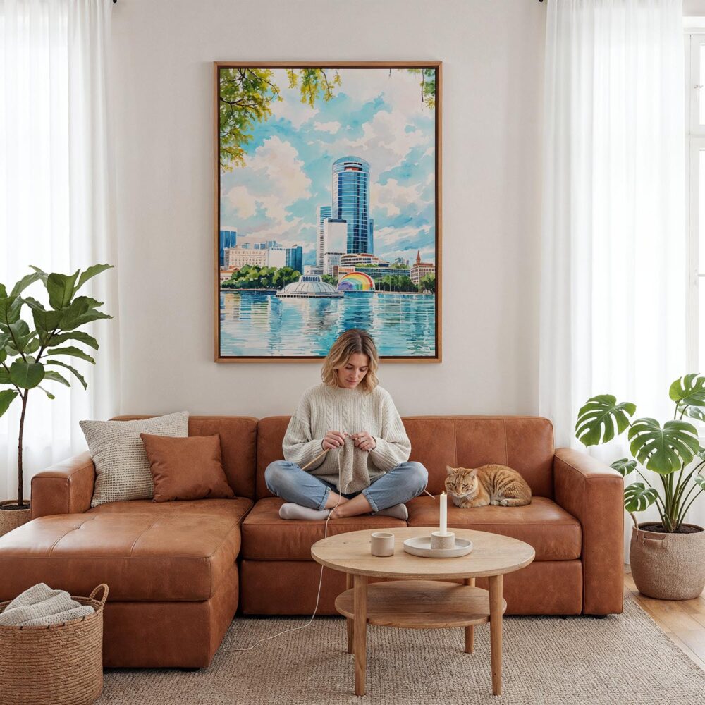 06 - Framed Orlando Florida Watercolor Canvas Print - Woman Knitting - Vertical.jpg 06 - Framed Orlando Florida Watercolor Canvas Print - Woman Knitting - Vertical.jpg