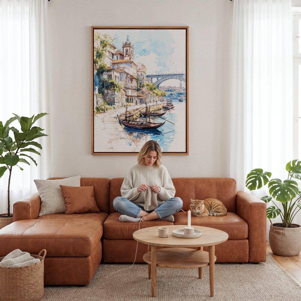 06 - Framed Porto 2 - Watercolor Canvas Print - Woman Knitting - Vertical.jpg 06 - Framed Porto 2 - Watercolor Canvas Print - Woman Knitting - Vertical.jpg