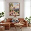06 - Framed Sedona Arizona Watercolor Canvas Print - Woman Knitting - Vertical.jpg