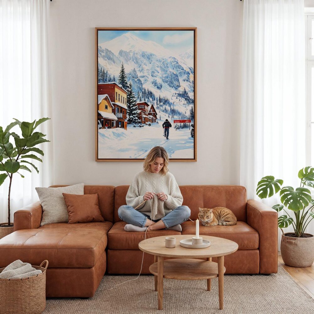 06 - Framed Telluride colorado Watercolor Canvas Print - Woman Knitting - Vertical.jpg 06 - Framed Telluride colorado Watercolor Canvas Print - Woman Knitting - Vertical.jpg