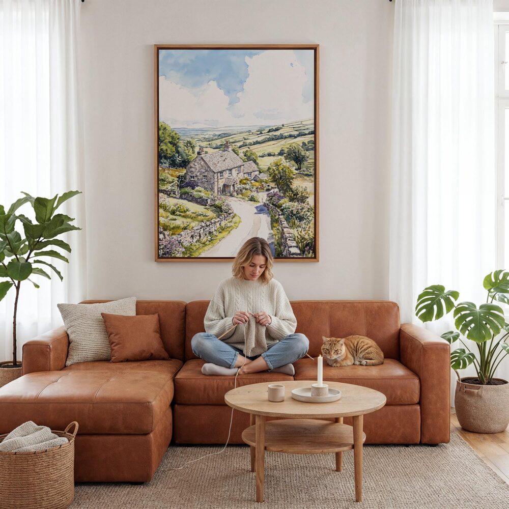 06 - Framed Yorkshire Dales Watercolor Canvas Print - Woman Knitting - Vertical.jpg 06 - Framed Yorkshire Dales Watercolor Canvas Print - Woman Knitting - Vertical.jpg