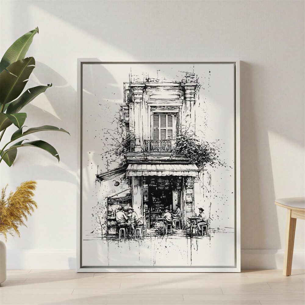 06 - Hanoi Old Quarter - Pencil Art - Vertical Canvas Print with White Floater Frame - Standing on Floor - Vertical.jpg 06 - Hanoi Old Quarter - Pencil Art - Vertical Canvas Print with White Floater Frame - Standing on Floor - Vertical.jpg