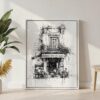 06 - Hanoi Old Quarter - Pencil Art - Vertical Canvas Print with White Floater Frame - Standing on Floor - Vertical.jpg