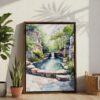06 - Hot Springs National Park watercolor Canvas Print with Brown Floater Frame - Standing on Floor - Vertical.jpg