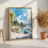 06 - Lake Windermere - Watercolor 1 Canvas Print with Natural Floater Frame - Standing on Floor - Vertical.jpg