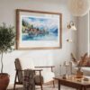 06 - Large Brienz Watercolor - Horizontal Art Print in Boho Living Room with vintage Wood frame.jpg