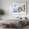 06 - Large House by Lake Garda Watercolor - Horizontal Art Print in Bedroom with Silver Metal Frame.jpg