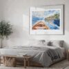 06 - Large Lake Como Watercolor - Horizontal Art Print in Bedroom with Silver Metal Frame.jpg
