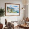 06 - Large Lake Garda in Italy Watercolor - Horizontal Art Print in Boho Living Room with vintage Wood frame.jpg