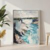 06 - Niagara Falls Watercolor Canvas Print with White Floater Frame - Standing on Floor - Vertical.jpg
