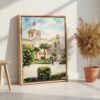 06 - Palermo Watercolor Canvas Print with Natural Floater Frame - Standing on Floor - Vertical.jpg