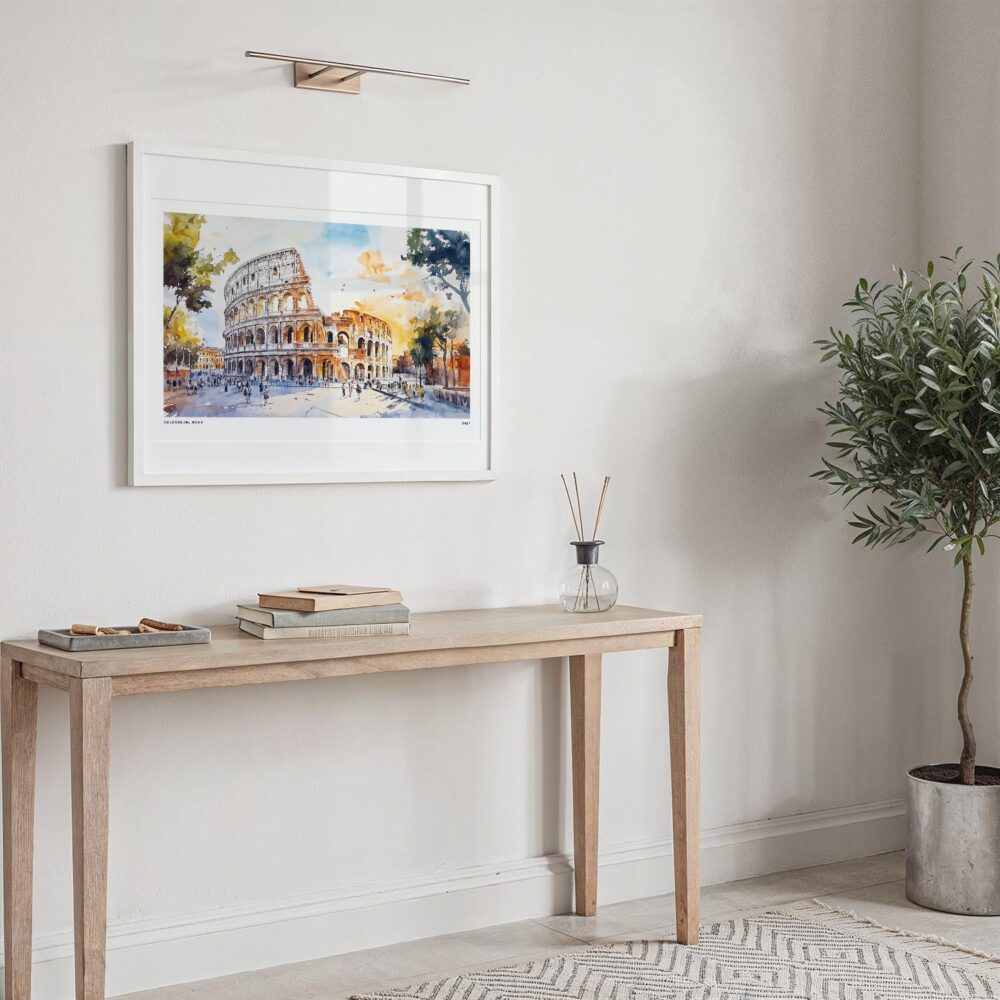 06 - Rome Colosseum Watercolor - Horizontal Art Print in Hallway with White Frame.jpg 06 - Rome Colosseum Watercolor - Horizontal Art Print in Hallway with White Frame.jpg