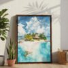 06 - The Bahamas Islands watercolor Canvas Print with Brown Floater Frame - Standing on Floor - Vertical.jpg