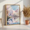 06 - Toronto - Watercolor Canvas Print with Natural Floater Frame - Standing on Floor - Vertical.jpg