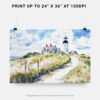 07 - 07 - Cape Cod Nobska Lighthouse Watercolor - Horizontal Art - Digital Download - Print Size.jpg