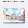 07 - 07 - Italy Vatican Watercolor - Horizontal Art - Digital Download - Print Size.jpg