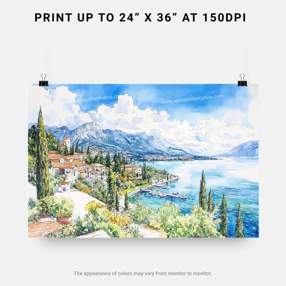 07 - 07 - Lake Garda in Italy Watercolor - Horizontal Art - Digital Download - Print Size.jpg 07 - 07 - Lake Garda in Italy Watercolor - Horizontal Art - Digital Download - Print Size.jpg