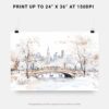 07 - 07 - New York Central Park in Winter Watercolor - Horizontal Art - Digital Download - Print Size.jpg