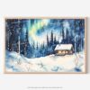 01 - 01 - Finland Lapland Aurora Watercolor - Horizontal Art - Digital Download - Main.jpg