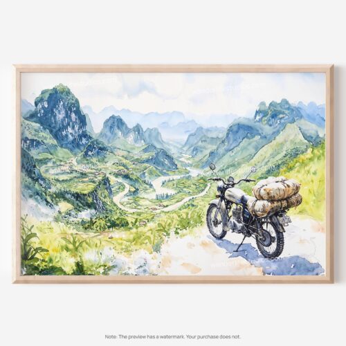 01 - 01 - Ha Giang Loop Watercolor - Horizontal Art - Digital Download - Main.jpg