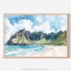 01 - 01 - Haiwaii Na Pali Coast Watercolor - Horizontal Art - Digital Download - Main.jpg
