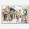 01 - 01 - Hoi An Vietnam Watercolor - Horizontal Art - Digital Download - Main.jpg