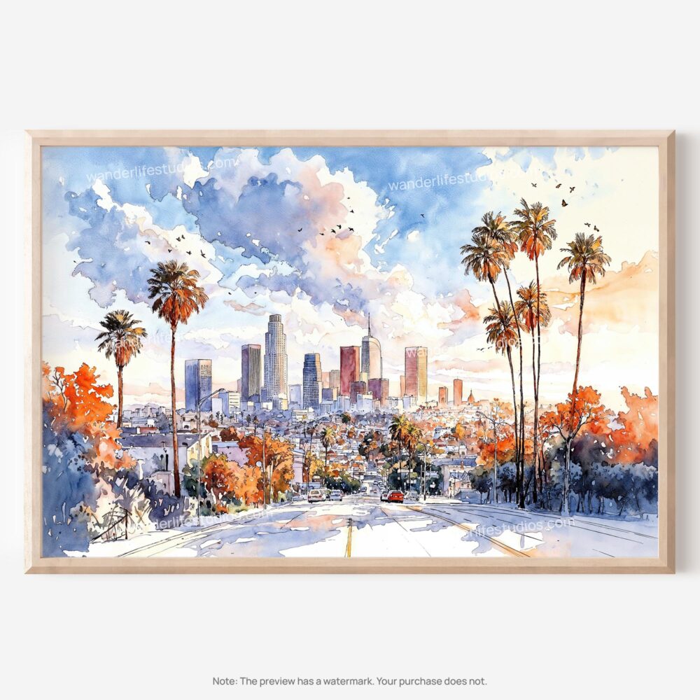 01 - 01 - Los Angeles Skyline Watercolor - Horizontal Art - Digital Download - Main.jpg 01 - 01 - Los Angeles Skyline Watercolor - Horizontal Art - Digital Download - Main.jpg