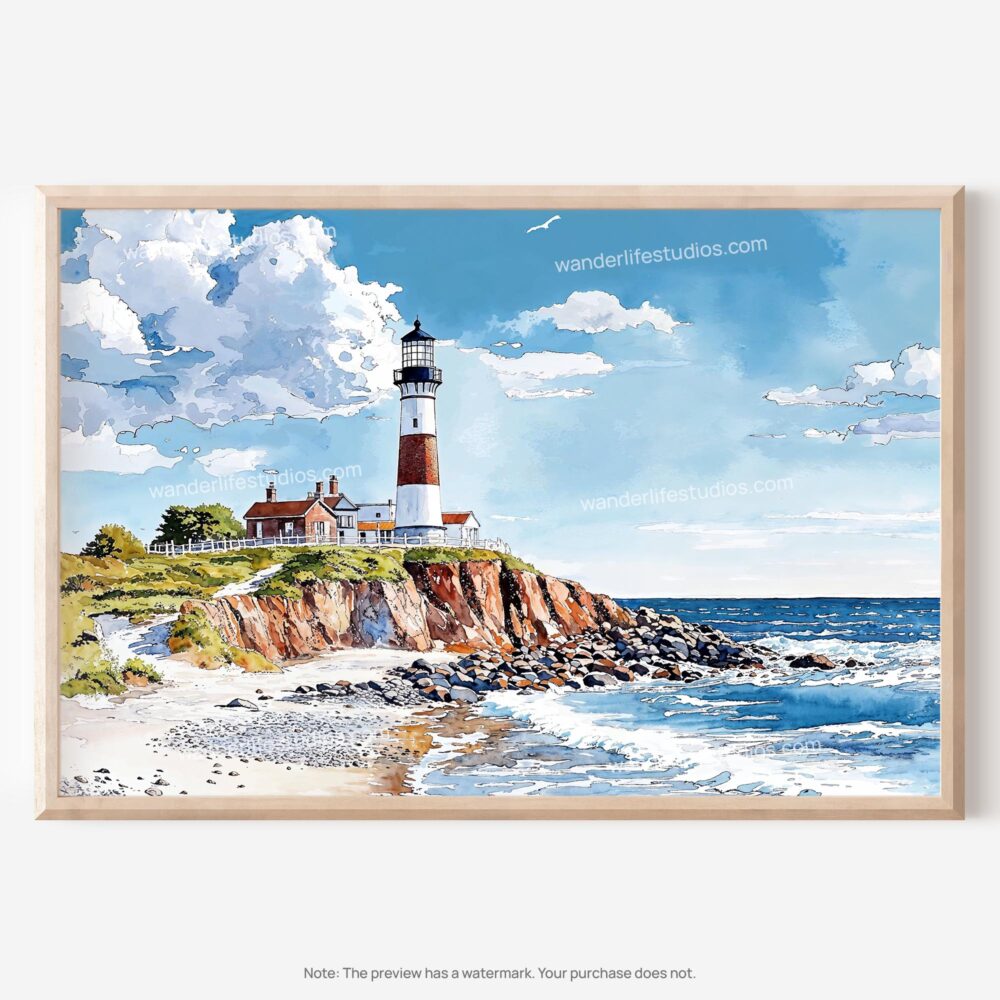 01 - 01 - Montauk point lighthouse Watercolor - Horizontal Art - Digital Download - Main.jpg 01 - 01 - Montauk point lighthouse Watercolor - Horizontal Art - Digital Download - Main.jpg