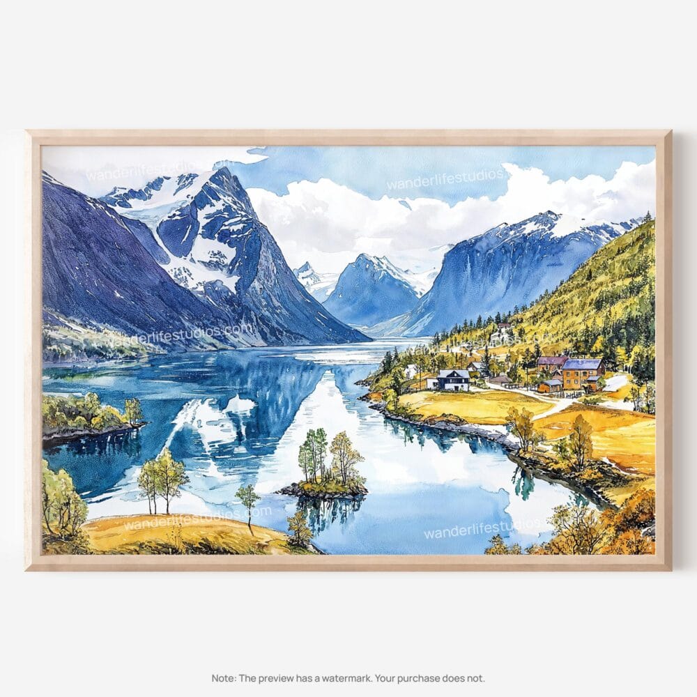 01 - 01 - Norway Fjords Watercolor - Horizontal Art - Digital Download - Main.jpg 01 - 01 - Norway Fjords Watercolor - Horizontal Art - Digital Download - Main.jpg