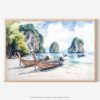 01 - 01 - Phuket Thailand Watercolor - Horizontal Art - Digital Download - Main.jpg