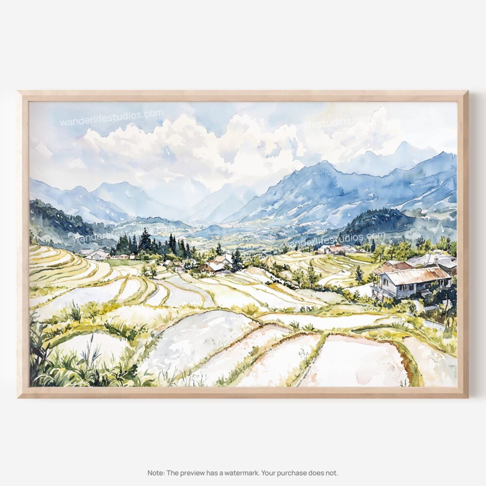 01 - 01 - Sapa Valley Vietam Watercolor - Horizontal Art - Digital Download - Main.jpg 01 - 01 - Sapa Valley Vietam Watercolor - Horizontal Art - Digital Download - Main.jpg