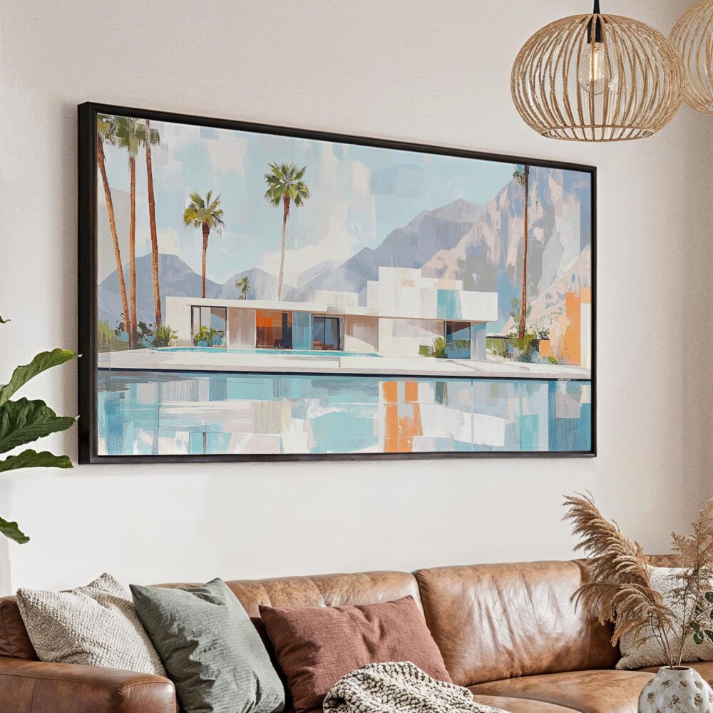 01 - Abstract Geometric Palm Springs Artwork - Panorama Canvas Print with Black Floater Frame - Main.jpg 01 - Abstract Geometric Palm Springs Artwork - Panorama Canvas Print with Black Floater Frame - Main.jpg