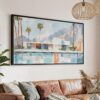 01 - Abstract Geometric Palm Springs Artwork - Panorama Canvas Print with Black Floater Frame - Main.jpg