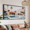 01 - Abstract Midcentury Palm Springs Artwork - Panorama Canvas Print with Black Floater Frame - Main.jpg