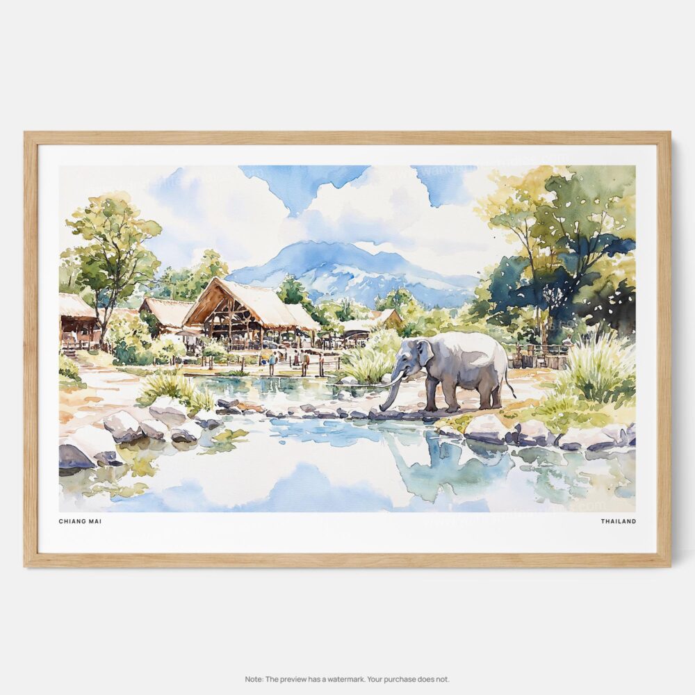 01 - Framed Chiang Mai Thailand Watercolor - Horizontal Art Print - Main.jpg 01 - Framed Chiang Mai Thailand Watercolor - Horizontal Art Print - Main.jpg