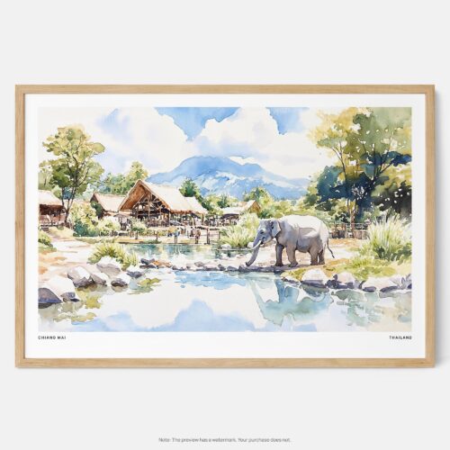 New products 11 01 - Framed Chiang Mai Thailand Watercolor - Horizontal Art Print - Main.jpg