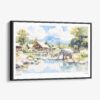 01 - Framed Chiang Mai Thailand Watercolor - Horizontal Canvas Print - Main.jpg