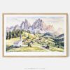 01 - Framed Dolomites Watercolor - Horizontal Art Print - Main.jpg