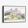 01 - Framed Dolomites Watercolor - Horizontal Canvas Print - Main.jpg