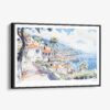 01 - Framed Funchal Portugal Watercolor - Horizontal Canvas Print - Main.jpg