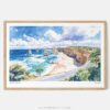 01 - Framed Great Ocean Road Australia Watercolor - Horizontal Art Print - Main.jpg